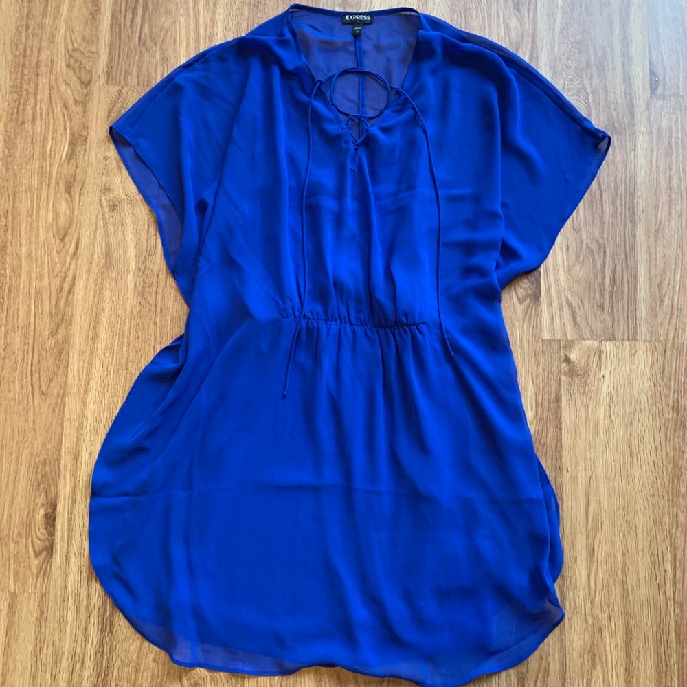 Blue Chiffon Mini Dress